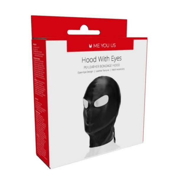 ME YOU US PU Leather Bondage Hood with Eyes hoods masks sensory play face disguise lace up back hood