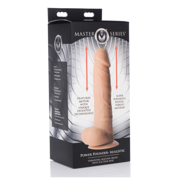 master series power pounder thrusting dildo vibrating pounding dildo 8 inches suction cup base strap on harness compatible