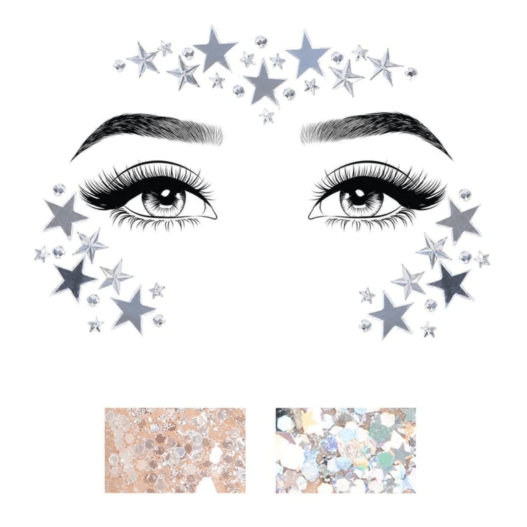 Dream Jewels Mirror Face Stickers with Glitter