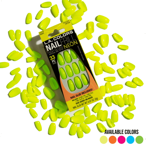 la colors nail frill neon nails press on nails high gloss nail glue included 33 piece nail set acrylic nails