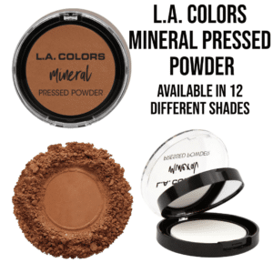 la colors mineral pressed powder face makeup make up artist skin smooth foundation prepping and finishing powder smooth complexion compact travel size mirror and applicator