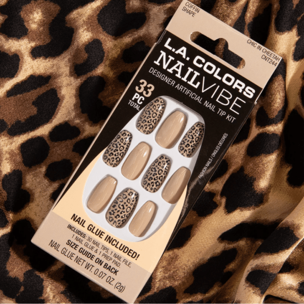 la colors nail vibe designer nails chic in cheetah print classy chic press on nails acrylic nails nail glue included designer artificial nail tip kit coffin shape