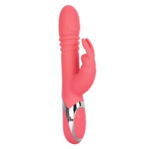 calexotics enchanted exciter thrusting rabbit vibrator pink 4 thrusting functions 12 vibrating functions waterproof female toy clitoral and g spot stimulator dual spot vibe