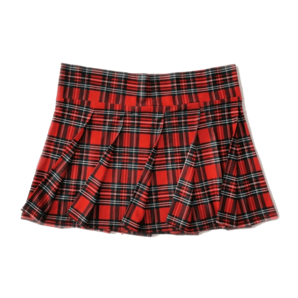 stretchy pleated mini skirt red plaid schoolgirl outfit fun roleplay fantasy kinky suspenders tie button up short skirt sexy slutty