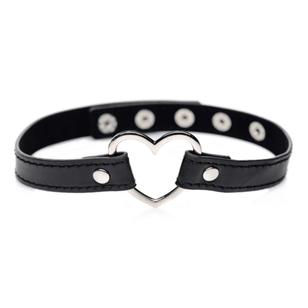master series heart choker necklace black adjustable cute party night out choker metal and leather bdsm