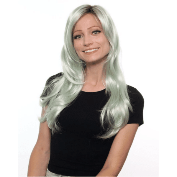 angelica seaglass green long straight wig with side swept bangs large cap high quality synthetic fibers crossdressers transgender crossplay cosplay hair loss alopecia