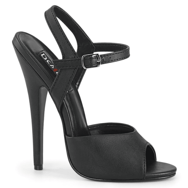 domina 109 black faux leather black ankle strap sandal dancer stripper bartender heel sexy dominating dominatrix