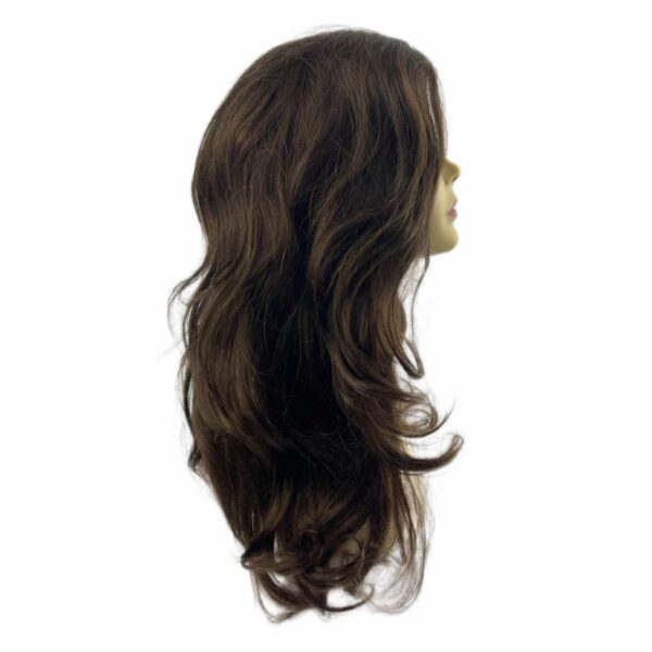 jasmine chestnut brown long realistic curly human hair wig lace front mono part alopecia hair loss crossdresser transgender high quality long wavy wig