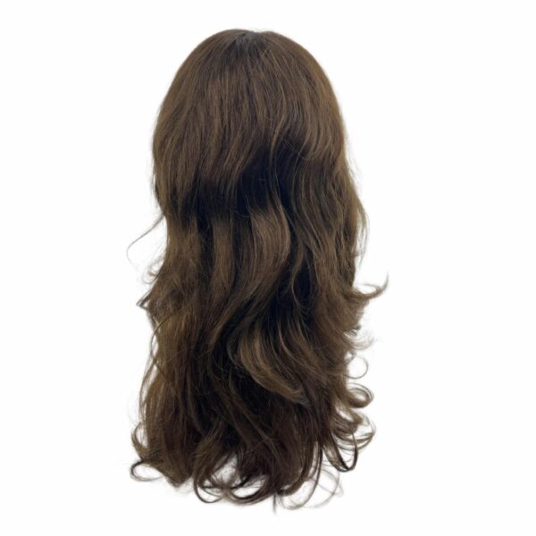 jasmine chestnut brown long realistic curly human hair wig lace front mono part alopecia hair loss crossdresser transgender high quality long wavy wig