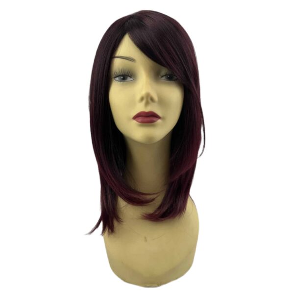 kiley hs black burgundy medium straight layer wig crossdressers transgender crossplay cosplay pretty realistic high quality synthetic fibers