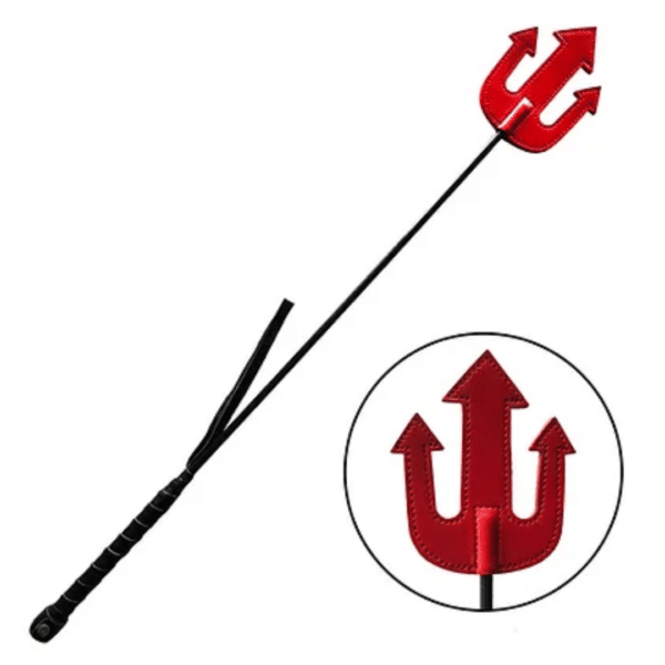 rouge leather devil riding crop red pitchfork high quality real leather impact play