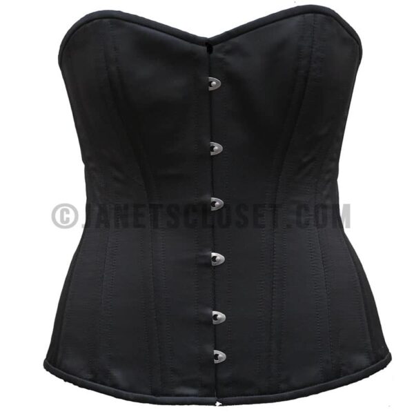 janets overbust corset black busk closure high quality double steel boned waist cincher waist slimming sexy smooth Victorian renaissance festival