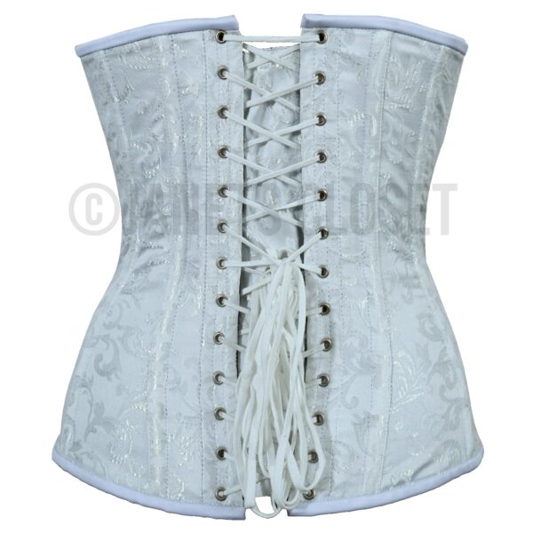 brocade overbust corset white lace steel boned vintage sexy bridal victorian style corset
