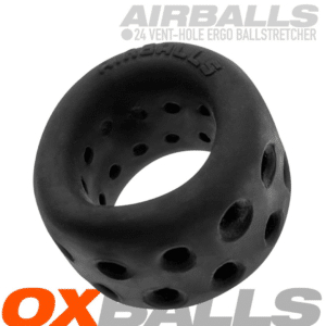 oxballs airballs air lite vented ballstretcher black super soft silicone ball stretcher cbt chastity cock and ball torture tight squeeze