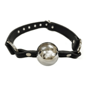 rouge ball gag wth stainless steel ball adjustable straps kinky bdsm sensory play bondage gagged