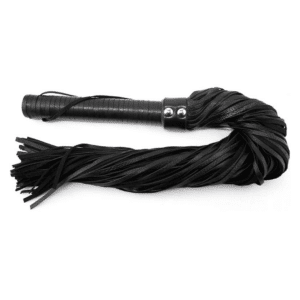 rouge leather flogger black easy grip wrist loop bdsm spanking blood flow target area sexy pain kink impact play black whip