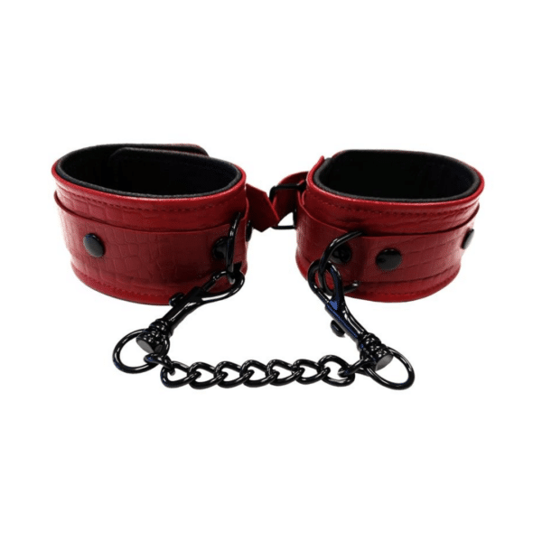 rouge anaconda wrist cuffs black burgundy easy buckle closure bdsm bondage tied up kinky fun restraints