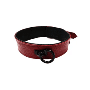 rouge anaconda collar black and burgundy collar with large o ring to attach a lead or restraints to very sexy kinky bondage bdsm restraints pet play kitty kitten puppy
