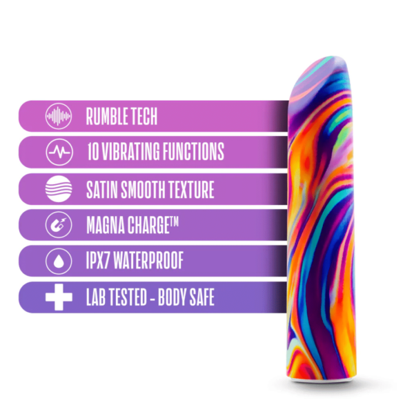 limited addiction rechargeable vibrator psyche rainbow tie dye bullet vibrator clitoral stimulation rumbletech motor high quality silicone fast vibration patters 10 vibration modes magnetic charger