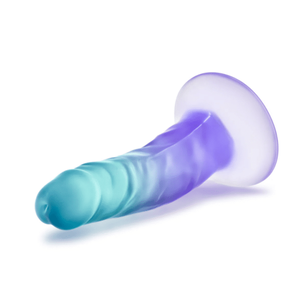 b yours morning dew dildo 5 inches indigo ombre realistic dildo strap on harness compatible suction cup base perfect beginner dildo anal vaginal sex toy small penis high quality silicone
