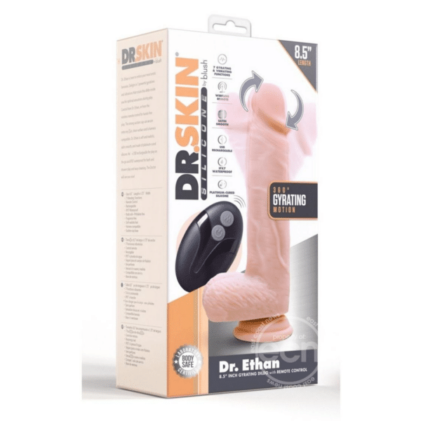 dr skin dr ethan gyrating dildo 8.5 inches vanilla realistic vibrating gyrating moving dildo high quality realistic silicone dilso long 360 motion waterproof suction cup base strap on harness compatible