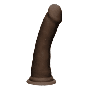 doc johnson the d slim d ultraskyn dildo 6 inch chocolate realistic look and feel high quality silicone dildo suction cup base strap on harness compatible