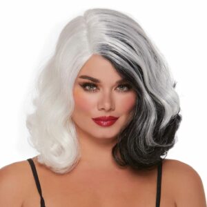 Cruella Wig Black and White Split