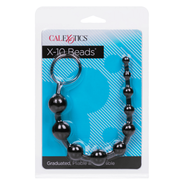 calexotics x-10 anal beads black slim easy comfortable pleasure tool graduated anal beads butt stuff anal play ass play easy retrieval loop high quality body safe silicone beads