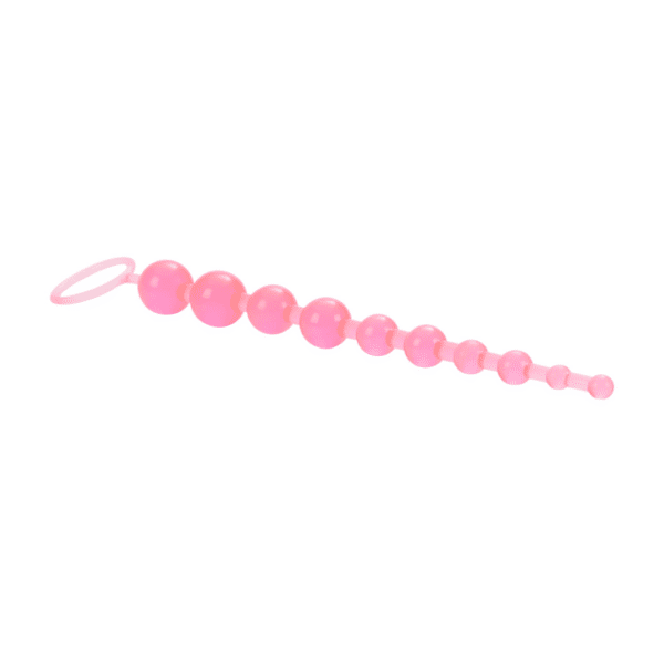 calexotics x-10 anal beads pink long graduated anal beads with a easy retrieval loop made from high quality body safe silicone anal play butt stuff
