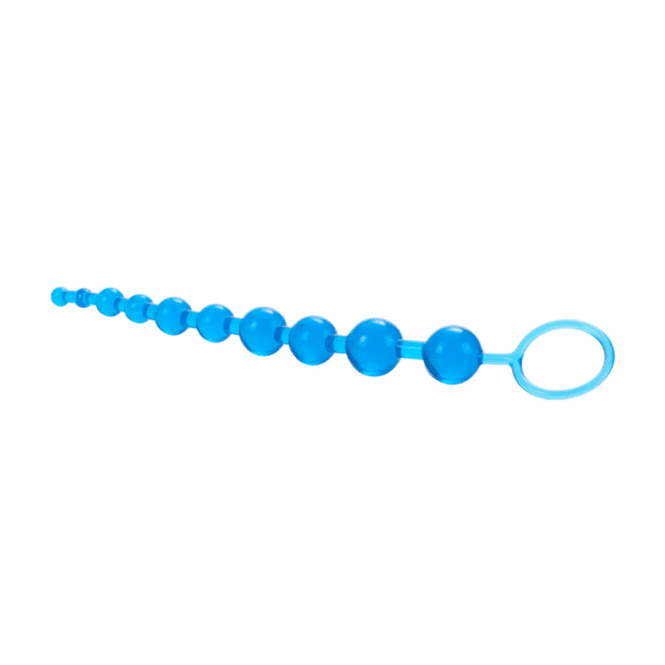 calexotics x-10 anal beads blue comfortable and pleasurable anal beads easy retrieval loop high quality silicone butt stuff anal play ass play