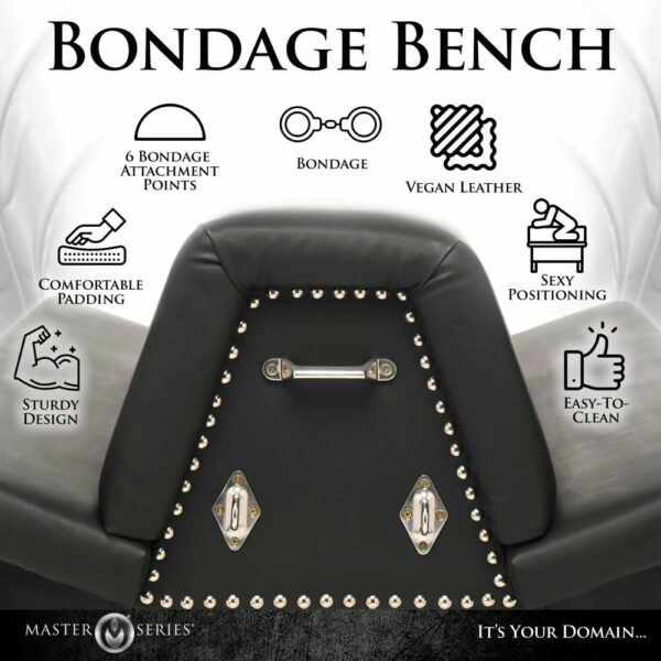 Advertisement showing Master Series AH158 Bareback Submission Bondage Bench