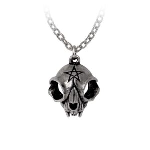 P938 Alchemy of England Cat Skull Forever Friend Gothic Witch Familiar Necklace
