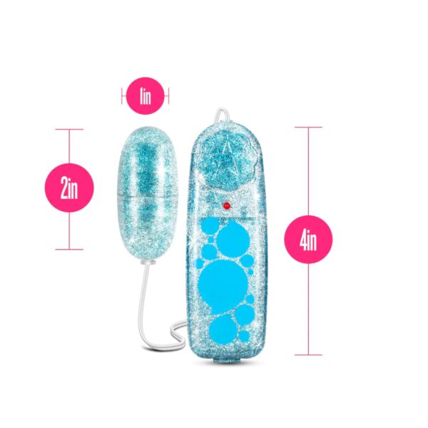 BL-05532 B Yours Glitter Power Bullet Vibrator with Remote Control Blue