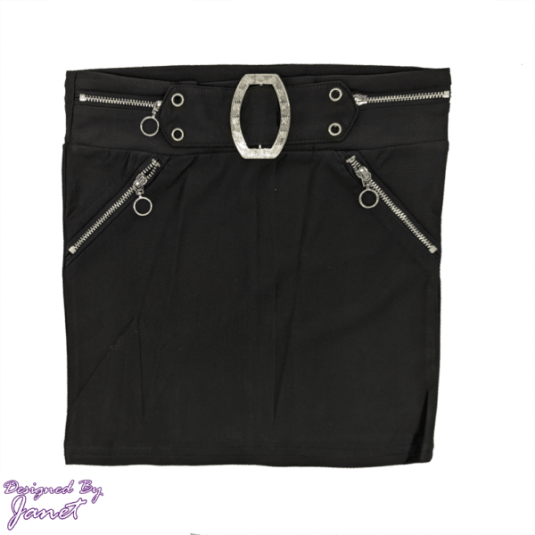 Mini skirt with buckle and zipper for crossdressers