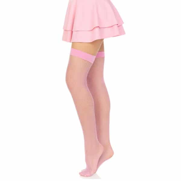 Leg Avenue 9011 Joy Fishnet Thigh High Stocking in Baby Pink