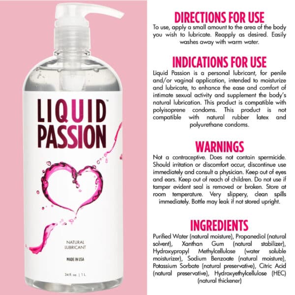 Liquid Passion Natural Lubricant 34oz pump bottle