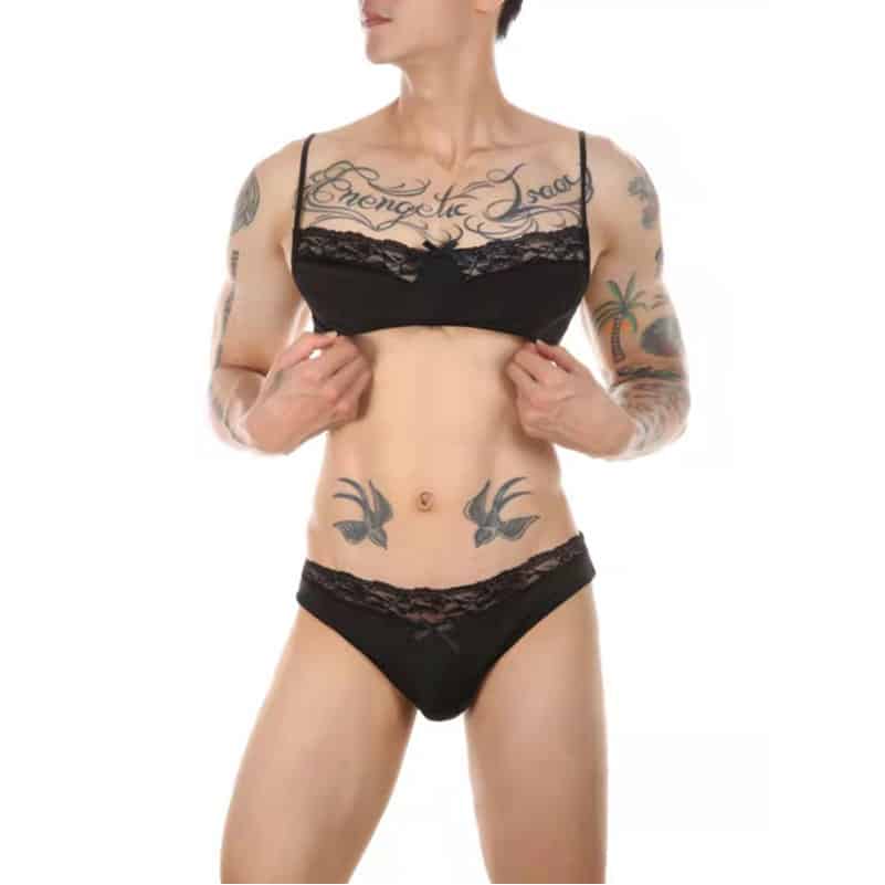 Sexy Men's Bra and Panty Lingerie Set - Black Sexy Men's Bra and Panty Lingerie Set - Black