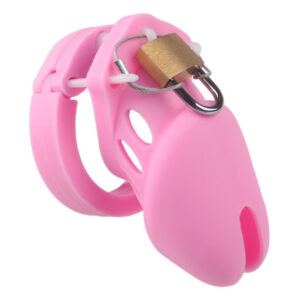 ple'sur short pink silicone chastity cage