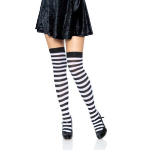 cari striped stockings black/red